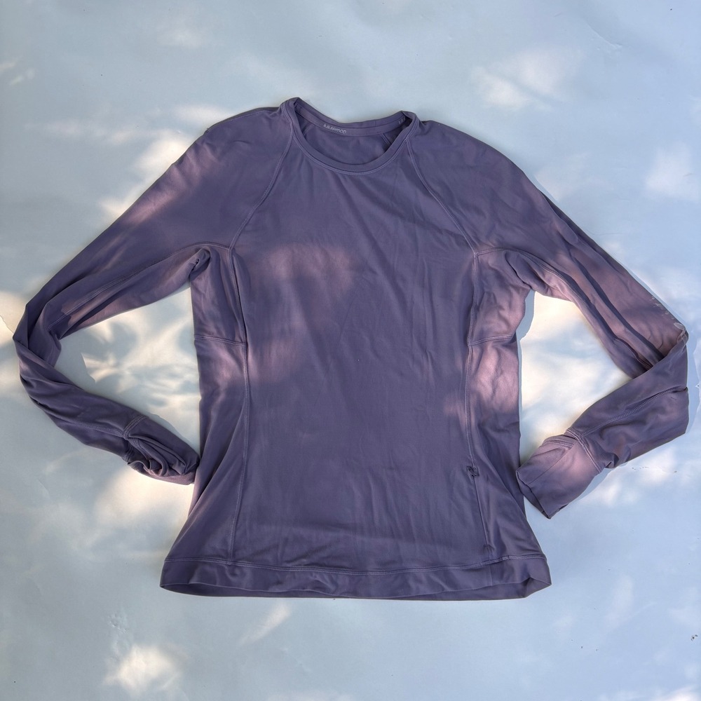 Lululemon It's Rulu Run Long Sleeve Shirt Size 12 Purple LW3FJUS Thumbholes